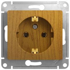 Розетка Систем Электрик (Schneider Electric) 1-м СП Glossa 16 А IP20 с заземляющим контактом дерево дуб GSL000543