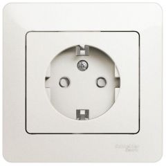 Розетка Систем Электрик (Schneider Electric) 1-м СП Glossa 16 А IP20 с заземлением и защитными шторками в сборе перламутр GSL000644