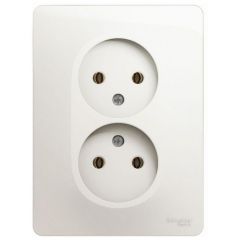 Розетка Систем Электрик (Schneider Electric) 2-м СП Glossa 16 А IP20 250 В без заземления в сборе перламутр GSL000620