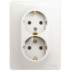 Розетка Систем Электрик (Schneider Electric) 2-м СП Glossa 16 А IP20 с заземлением в сборе перламутр GSL000624