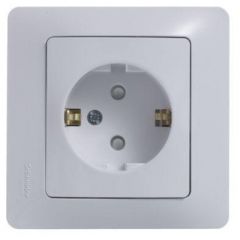 Розетка Систем Электрик (Schneider Electric) 1-м СП Glossa 16 А IP20 с заземлением защитные шторки в сборе белый GSL000144
