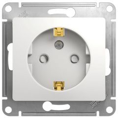 Розетка Систем Электрик (Schneider Electric) 1-м СП Glossa 16 А IP20 с заземляющим контактом и шторками механизм белый GSL000145