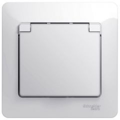 Розетка Систем Электрик (Schneider Electric) 1-м СП Glossa 16 А IP20 с заземлением защитные шторки с крышкой в сборе белый GSL000146