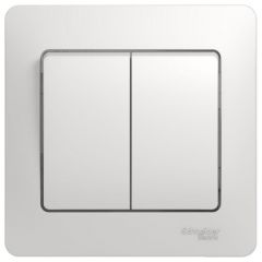 Выключатель Систем Электрик (Schneider Electric) 2-клавиши СП Glossa 10 А IP20 (схема 5) 10AX в сборе белый GSL000152