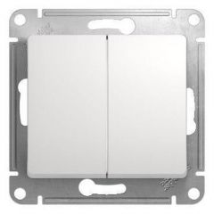 Переключатель проходной Систем Электрик (Schneider Electric) 2-клавиши Glossa 10 А IP20 (схема 6/2) 10AX механизм белый GSL000165