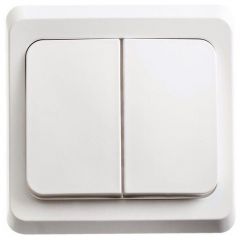 Выключатель Систем Электрик (Schneider Electric) 2-клавиши СП Этюд 10 А IP20 с подсветкой белый BC10-006B