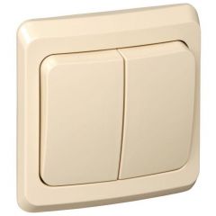 Выключатель Систем Электрик (Schneider Electric) 2-клавиши СП Этюд 10 А IP20 с подсветкой кремовый BC10-006K