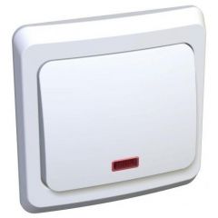 Переключатель проходной Систем Электрик (Schneider Electric) 1-клавиша Этюд 10 А IP20 с подсветкой белый BC10-007B