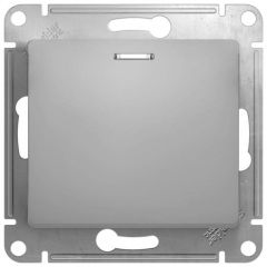 Выключатель Систем Электрик (Schneider Electric) 1-клавиша СП Glossa 10 А IP20 с подсветкой механизм алюминиевый GSL000313