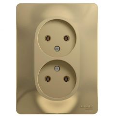 Розетка Систем Электрик (Schneider Electric) 2-м СП Glossa 16 А IP20 без заземления в сборе титан GSL000420