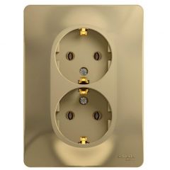 Розетка Систем Электрик (Schneider Electric) 2-м СП Glossa 16 А IP20 с заземлением в сборе титан GSL000424
