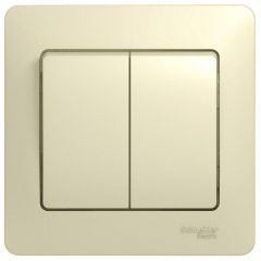 Выключатель Систем Электрик (Schneider Electric) 2-клавиши СП Glossa 10 А IP20 (схема 5) 10AX в сборе бежевый GSL000252