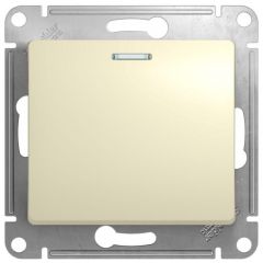 Переключатель проходной Систем Электрик (Schneider Electric) 1-клавиша Glossa 10 А IP20 с подсветкой бежевый GSL000263