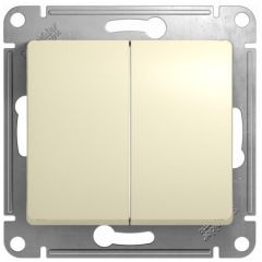 Переключатель проходной Систем Электрик (Schneider Electric) 2-клавиши Glossa 10 А IP20 (схема 6/2) 10AX механизм бежевый GSL000265