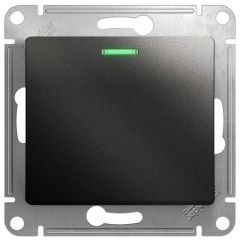 Выключатель Систем Электрик (Schneider Electric) 1-клавиша СП Glossa 10 А IP20 с подсветкой антрацит GSL000713