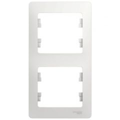 Рамка Систем Электрик (Schneider Electric) 2-м Glossa вертикальный белый GSL000106 для электроустановочных устройств