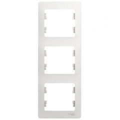 Рамка Систем Электрик (Schneider Electric) 3-м Glossa вертикальный белый GSL000107 для электроустановочных устройств