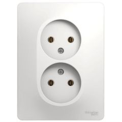 Розетка Систем Электрик (Schneider Electric) 2-м СП Glossa 16 А IP20 без заземления белая GSL000120