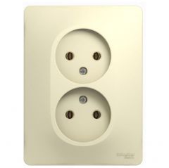 Розетка Систем Электрик (Schneider Electric) 2-м СП Glossa 16 А IP20 без заземления бежевая GSL000220