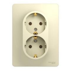 Розетка Систем Электрик (Schneider Electric) 2-м СП Glossa 16 А IP20 с заземлением в сборе бежевая GSL000224