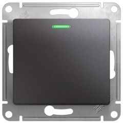 Переключатель проходной Систем Электрик (Schneider Electric) 1-клавиша Glossa 10 А IP20 с подсветкой графит GSL001363
