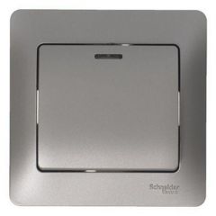 Выключатель Систем Электрик (Schneider Electric) 1-клавиша СП Glossa 10 А IP20 с подсветкой механизм платина GSL001213