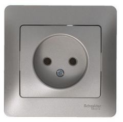 Розетка Систем Электрик (Schneider Electric) 1-м СП Glossa 16 А IP20 250 В с заземлением механизм платина GSL001243