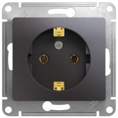 Розетка Систем Электрик (Schneider Electric) 1-м СП Glossa 16 А IP20 250 В с заземлением графит GSL001343