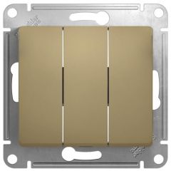 Выключатель Систем Электрик (Schneider Electric) 3-клавиши СП Glossa 10 А IP20 (схема 1+1+1) 10AX механизм титан GSL000431