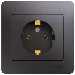 Розетка Систем Электрик (Schneider Electric) 1-м СП Glossa 16 А IP20 250 В с заземлением в сборе графит GSL001342