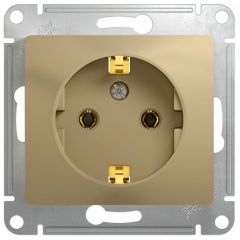 Розетка Систем Электрик (Schneider Electric) 1-м СП Glossa 16 А IP20 с заземляющим механизмом титан GSL000443