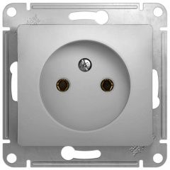 Розетка Систем Электрик (Schneider Electric) 1-м СП Glossa 16 А IP20 без заземления механизм алюминий GSL000341