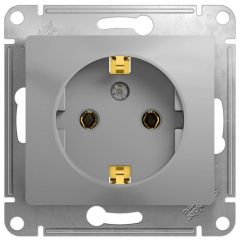 Розетка Систем Электрик (Schneider Electric) 1-м СП Glossa 16 А IP20 с заземляющим механизмом алюминий GSL000343