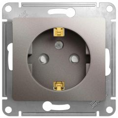 Розетка Систем Электрик (Schneider Electric) 1-м СП Glossa 16 А IP20 250 В с заземлением защитные шторки механизм платина GSL001245