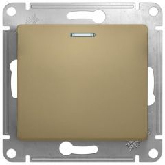 Переключатель проходной Систем Электрик (Schneider Electric) 1-клавиша Glossa 10 А IP20 с подсветкой титан GSL000463