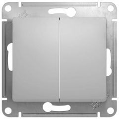 Переключатель проходной Систем Электрик (Schneider Electric) 2-клавиши Glossa 10 А IP20 (схема 6/2) 10AX механизм алюминий GSL000365