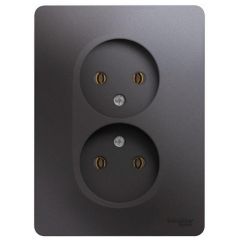 Розетка Систем Электрик (Schneider Electric) 2-м СП Glossa 16 А IP20 250 В без заземления в сборе графит GSL001320