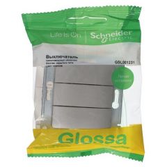 Выключатель Систем Электрик (Schneider Electric) 3-клавиши СП Glossa 10 А IP20 (схема 3) 10AX механизм платина GSL001231