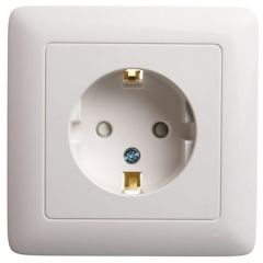 Розетка штепсельная Систем Электрик (Schneider Electric) HIT 16 А IP20 250 В с заземлением и шторками белая RS16-136-B