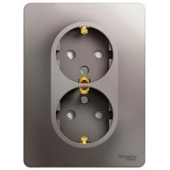 Розетка Систем Электрик (Schneider Electric) 2-м СП Glossa 16 А IP20 250 В с заземлением и шторками в сборе платина GSL001226