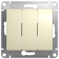 Выключатель Систем Электрик (Schneider Electric) 3-клавиши СП Glossa 10 А IP20 (схема 1+1+1) 10AX механизм бежевый GSL000231