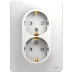 Розетка Систем Электрик (Schneider Electric) 2-м СП Glossa 16 А IP20 с заземлением и шторками в сборе белый GSL000126