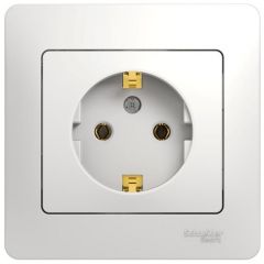 Розетка Систем Электрик (Schneider Electric) 1-м СП Glossa 16 А IP20 с заземлением в сборе белый GSL000142