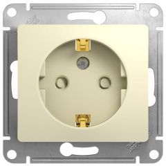 Розетка Систем Электрик (Schneider Electric) 1-м СП Glossa 16 А IP20 с заземлением защитные шторки механизм бежевая GSL000245