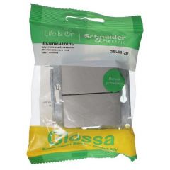 Выключатель Систем Электрик (Schneider Electric) 2-клавиши СП Glossa 10 А IP20 (схема 5) 10AX механизм платина GSL001251