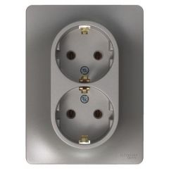 Розетка Систем Электрик (Schneider Electric) 2-м СП Glossa 16 А IP20 250 В с заземлением в сборе платина GSL001224