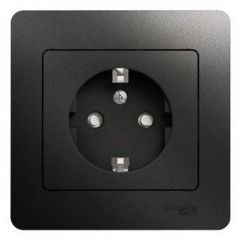 Розетка штепсельная Систем Электрик (Schneider Electric) Glossa 16 А IP20 с заземлением и защитными шторками антрацит GSL000744