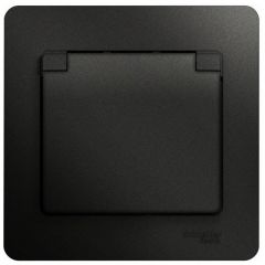 Розетка штепсельная Систем Электрик (Schneider Electric) Glossa 16 А IP20 с заземлением, шторками и крышкой антрацит GSL000746