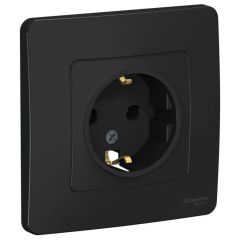 Розетка Систем Электрик (Schneider Electric) 1-м СП Blanca 16 А IP20 250 В с заземлением без шторок антрацит BLNRS001016