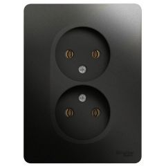 Розетка Систем Электрик (Schneider Electric) 2-м СП Glossa 16 А IP20 без заземления в сборе антрацит GSL000720